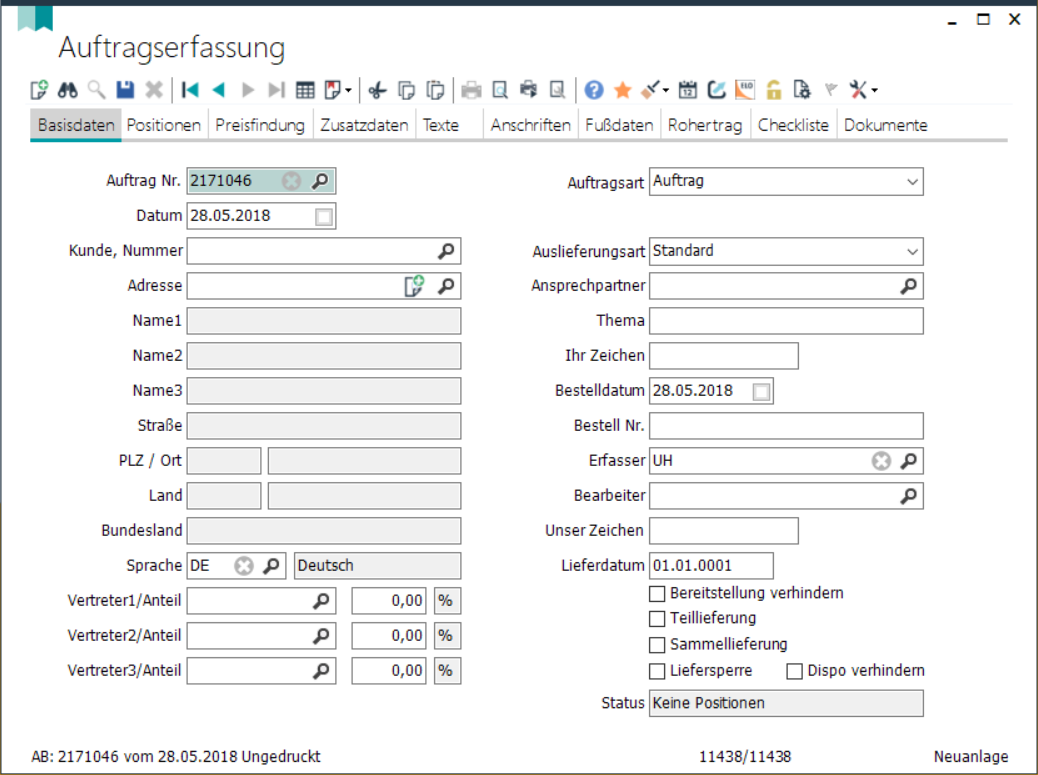 Auftragserfassung