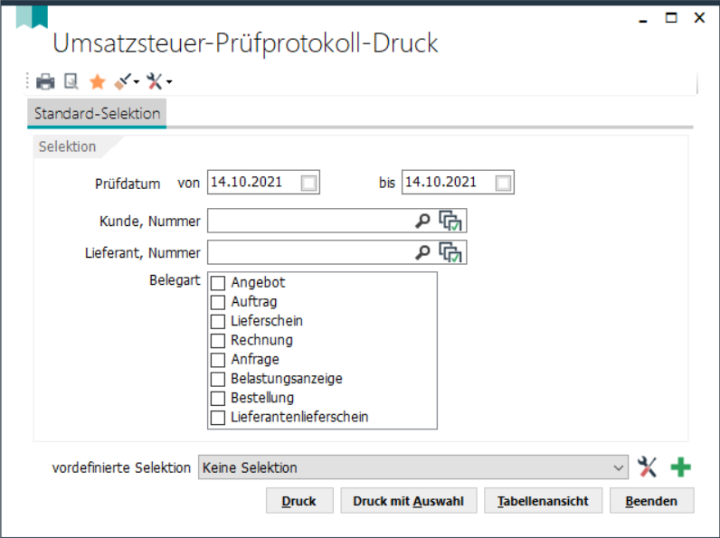 UmsatzsteuerPrüfprotokollDruck
