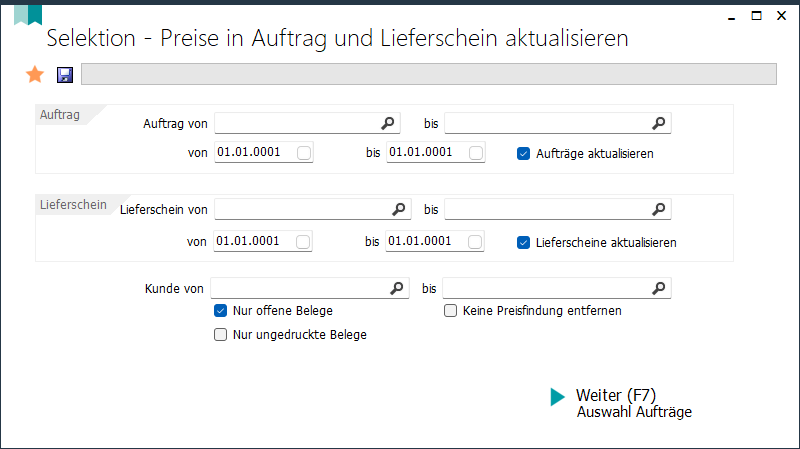 Preise aktualisieren