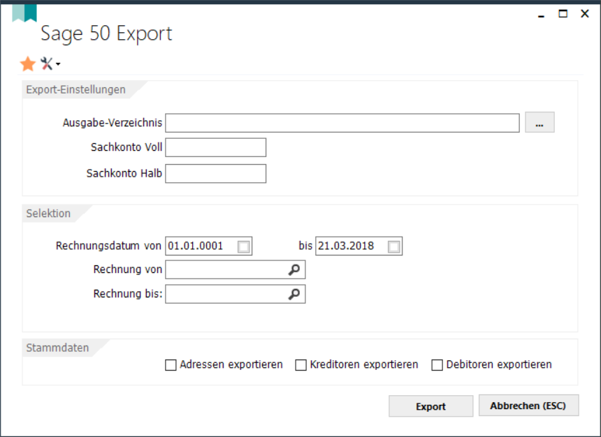 Sage 50 Export