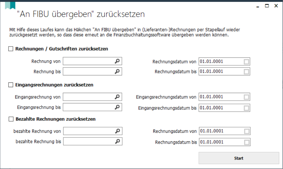 An Fibu übergeben zurücksetzen