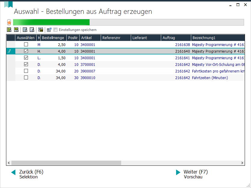 Bestellung aus Auftrag erzeugen2