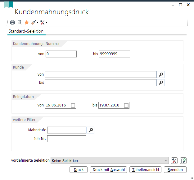 Kundenmahnungsdruck